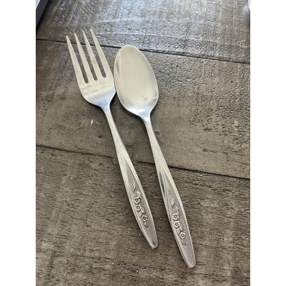 VTG‎ SUPERIOR STAINLESS Taiwan USA Flatware RADIANT ROSE Spoon & Fork Silverware